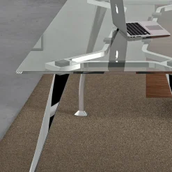 Viadurini Living Design Schreibtische-Chefschreibtisch aus Glas mit integriertem Schrank - Serio