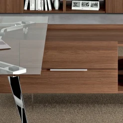 Viadurini Living Design Schreibtische-Chefschreibtisch aus Glas mit integriertem Schrank - Serio