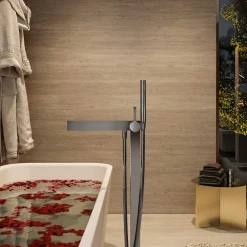 Viadurini Bathroom Badewannearmaturen-Chrom-Boden-Badewannenarmatur mit Einhebelmischer - Erik