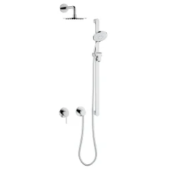 Viadurini Bathroom Duscharmaturen-Chrom-Duschgruppe mit Messing-Duschkopf und Gleitstange - Erkole