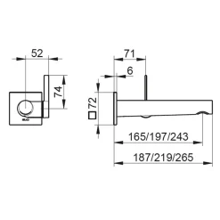 Viadurini Bathroom Waschbeckenarmaturen-Chrom-Waschtischarmatur zur Wandmontage 3 Größen - Erkole