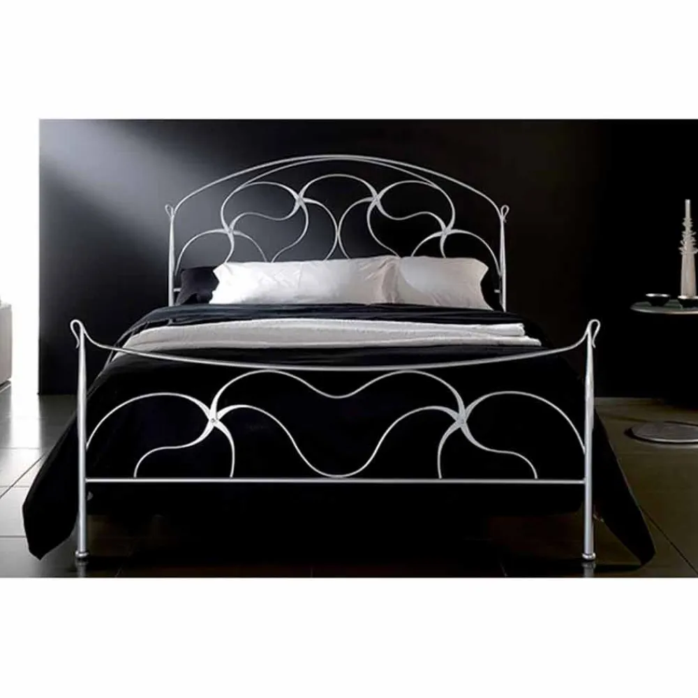 Viadurini Night Design Maßgeschneiderte Möbel|Schmiedeeisen Doppelbetten-Cigno Doppelbett aus Schmiedeeisen in Design