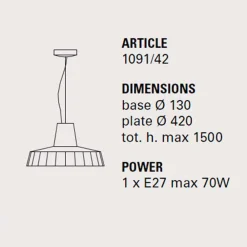 Toscot Pendelleuchten Vintage-42cm Pendelleuchte aus Messing und toskanischer Maiolica Rossi -