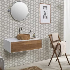 Viadurini Bathroom Badmöbel Hängend-Composition 3 Badezimmermöbel aus Teakholz und Hi Macs® - Talk