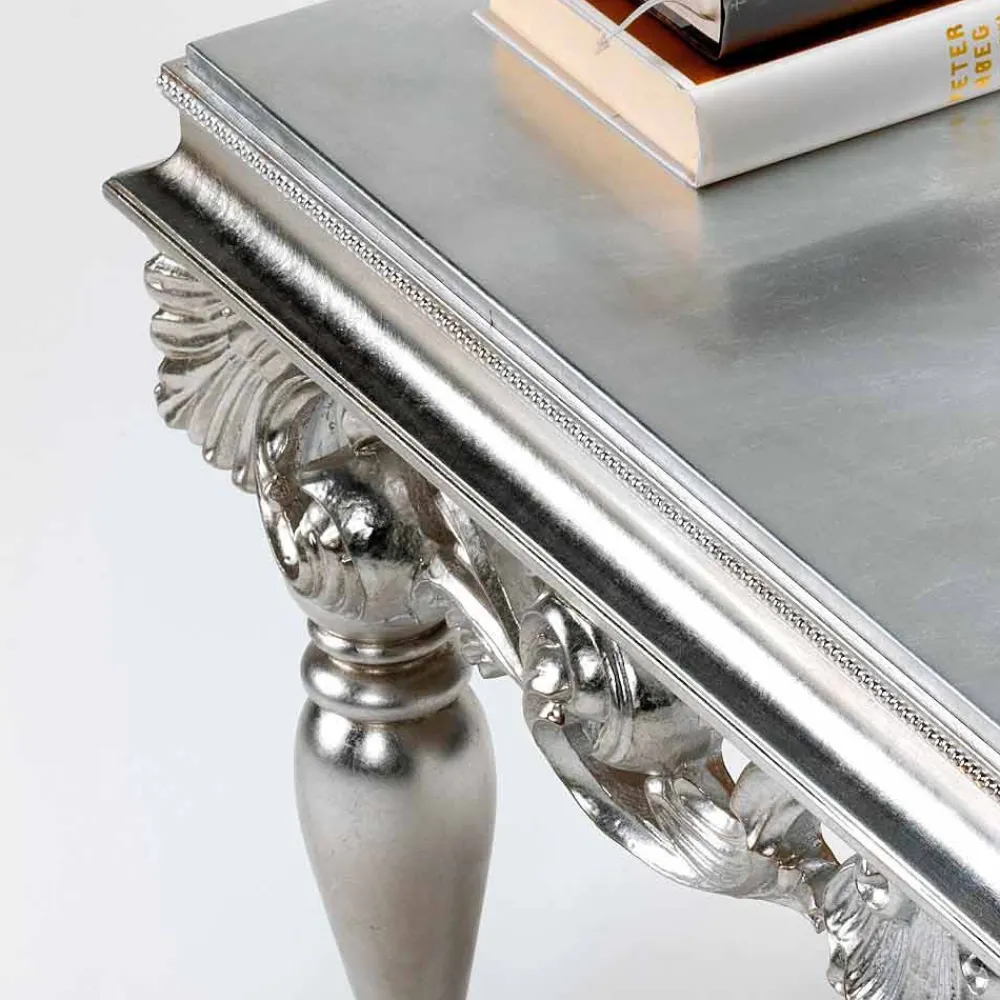 Viadurini Living Klassische Couchtische-Couchtisch Altsilber im Rokoko Stil Zorn
