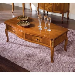 Viadurini Classic Klassische Couchtische-Couchtisch aus eingelegtem Holz mit 2 Schubladen Made in Italy - Katerine