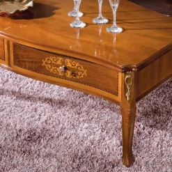 Viadurini Classic Klassische Couchtische-Couchtisch aus eingelegtem Holz mit 2 Schubladen Made in Italy - Katerine