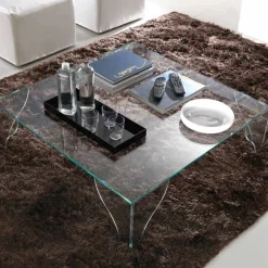 Viadurini Living Moderne Couchtische-Couchtisch aus extra klarem transparentem Kristall Made in Italy - Lithium