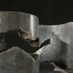 Viadurini Living Couchtische Aus Stein-Couchtisch aus gehärtetem Glas mit Sockel aus Fossilstein – Jordan