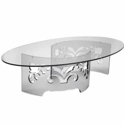 Viadurini Living Moderne Couchtische-Couchtisch aus geräuchertem oder transparentem Plexiglas mit dekoriertem Sockel - Crassus