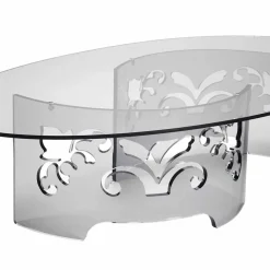 Viadurini Living Moderne Couchtische-Couchtisch aus geräuchertem oder transparentem Plexiglas mit dekoriertem Sockel - Crassus