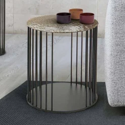 Viadurini Living Moderne Couchtische-Couchtisch aus geschmiedetem Kristall und Metall Made in Italy - Montebianco