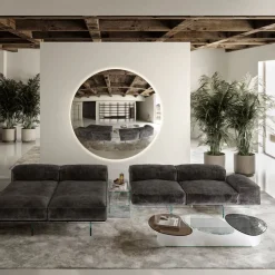 Viadurini Living Moderne Couchtische-Couchtisch aus Glas mit 3 farbigen geformten Platten - Dapy