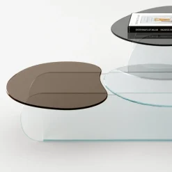 Viadurini Living Moderne Couchtische-Couchtisch aus Glas mit 3 farbigen geformten Platten - Dapy