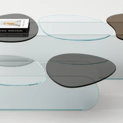 Viadurini Living Moderne Couchtische-Couchtisch aus Glas mit 3 farbigen geformten Platten - Dapy
