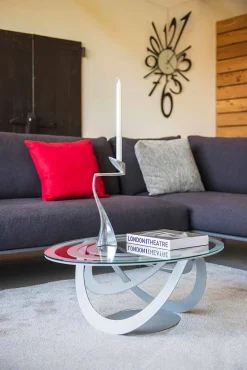 Viadurini Living Moderne Couchtische-Couchtisch aus Glas und weißem oder schiefer-farbigem Eisen Made in Italy - Olfeo