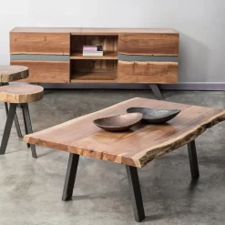 Viadurini Living Moderne Couchtische-Couchtisch aus handgefertigtem Holz und Stahl Homemotion - Tancredi