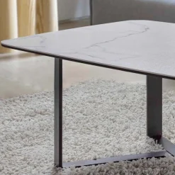 Viadurini Living Moderne Couchtische-Couchtisch aus Keramikglas mit Sockel aus lackiertem Metall - Camilo