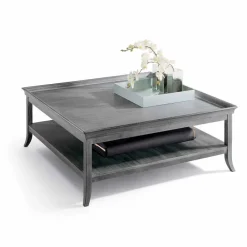 Viadurini Living Klassische Couchtische-Couchtisch aus lackiertem silbernem Holz, 130x130 cm, Design Berit