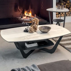 Viadurini Living Moderne Couchtische-Couchtisch aus Metall Keramikplatte mit Aufbewahrung - Emirate