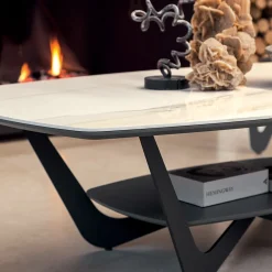 Viadurini Living Moderne Couchtische-Couchtisch aus Metall Keramikplatte mit Aufbewahrung - Emirate