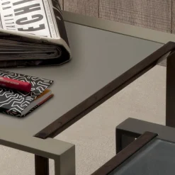 Viadurini Living Moderne Couchtische-Couchtisch aus Metall und Glas mit geometrischem Design - Zigozago