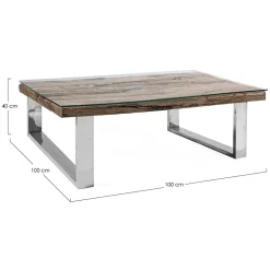 Viadurini Living Moderne Couchtische-Couchtisch aus recyceltem Holz und Glasbeinen aus Stahl Homemotion - Gnomea