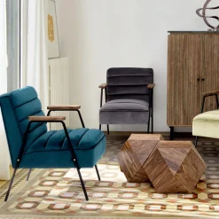 Viadurini Living Moderne Couchtische-Couchtisch aus Sheesham-Holz Design Polygonal Homemotion - Torrice