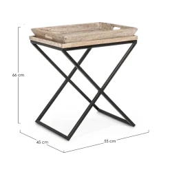 Viadurini Living Moderne Couchtische-Couchtisch aus Stahl mit Tablett im Mangoholz-Design - Cesira