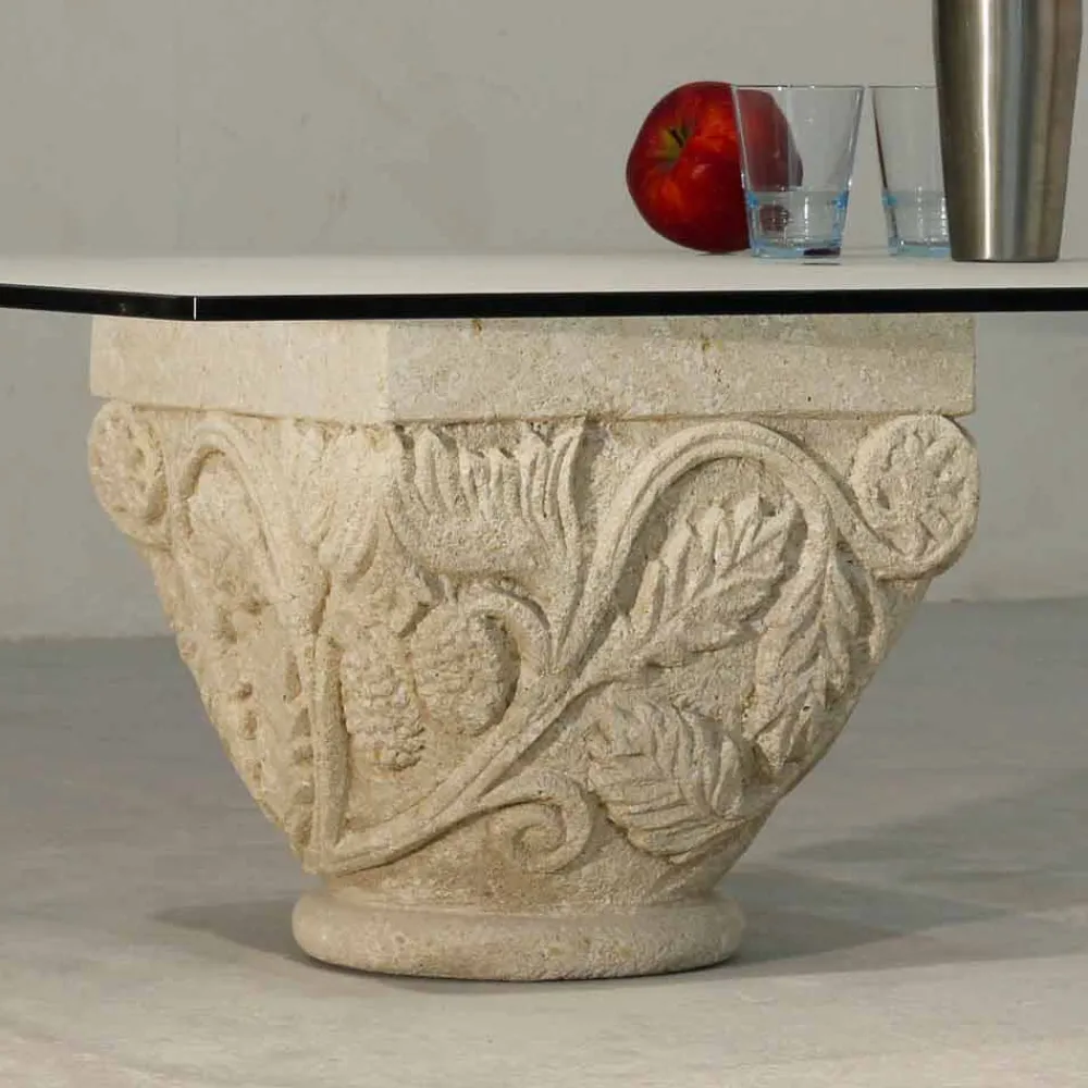 Viadurini Living Couchtische Aus Stein-Couchtisch aus Stein und Kristall im klassischen Design Mytros