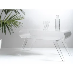Viadurini Living Moderne Couchtische-Couchtisch aus transparentem Plexiglas oder mit Designholz - Gips