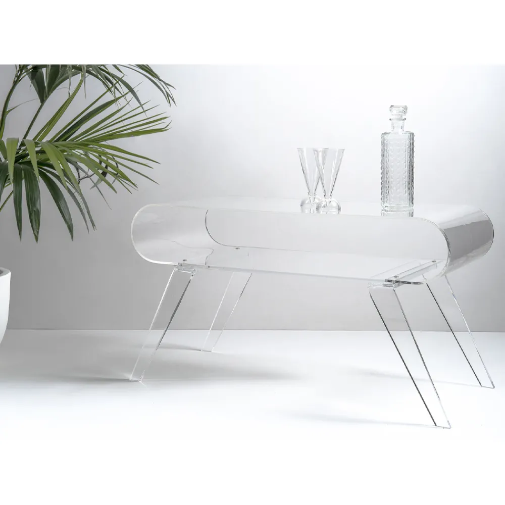 Viadurini Living Moderne Couchtische-Couchtisch aus transparentem Plexiglas oder mit Designholz - Gips