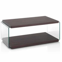 Viadurini Living Moderne Couchtische-Couchtisch aus Walnuss Mdf und transparentes Glas in 2 Größen - Mindie