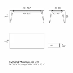 Vondom Moderne Couchtische-Couchtisch aus weißem oder schwarzem Laminat in 2 Größen - Faz Wood von