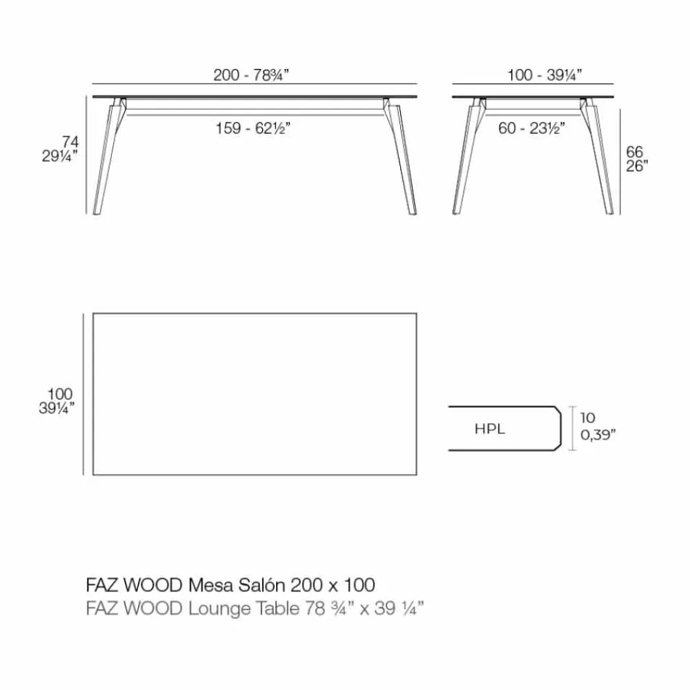 Vondom Moderne Couchtische-Couchtisch aus weißem oder schwarzem Laminat in 2 Größen - Faz Wood von
