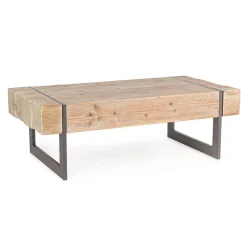 Viadurini Living Moderne Couchtische-Couchtisch für das Wohnzimmer aus Tannenholz und Stahl - Ilenia