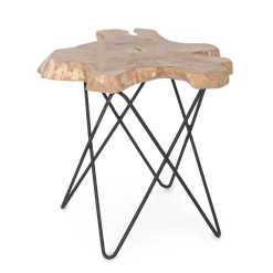 Viadurini Living Moderne Couchtische-Couchtisch für Wohnzimmer Schwarzer Stahl und natürliches Teakholz - Perlana