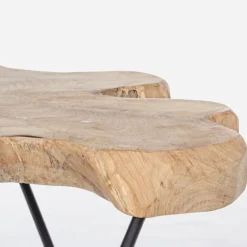 Viadurini Living Moderne Couchtische-Couchtisch für Wohnzimmer Schwarzer Stahl und natürliches Teakholz - Perlana