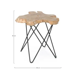 Viadurini Living Moderne Couchtische-Couchtisch für Wohnzimmer Schwarzer Stahl und natürliches Teakholz - Perlana