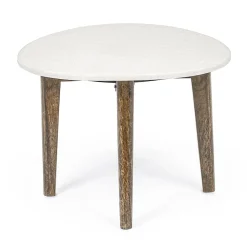 Viadurini Living Couchtische Aus Stein-Couchtisch für Wohnzimmer mit Beinen aus Marmor und Mangoholz - Desiderio