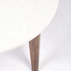 Viadurini Living Couchtische Aus Stein-Couchtisch für Wohnzimmer mit Beinen aus Marmor und Mangoholz - Desiderio