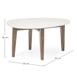 Viadurini Living Couchtische Aus Stein-Couchtisch für Wohnzimmer mit Beinen aus Marmor und Mangoholz - Desiderio