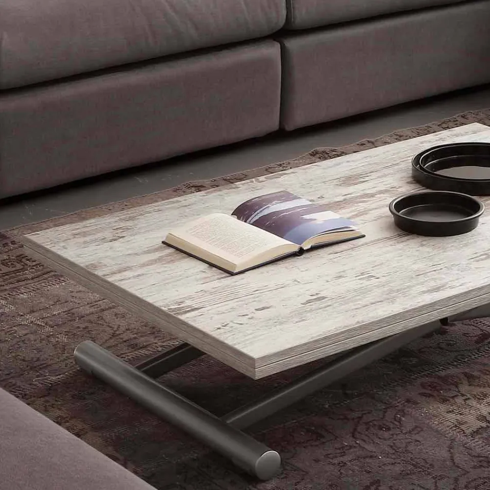 Viadurini Living Tisch Höhenverstellbar-Couchtisch höhenverstellbar mit melaminbeschichteter Tischplatte Nuoro