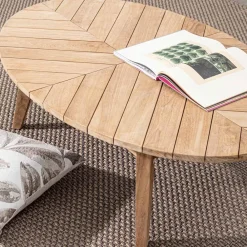 Viadurini in the Garden Garten Beistelltisch-Couchtisch im Freien aus Teakholz mit ovaler Platte, Homemotion - Ricardo