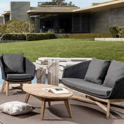 Viadurini in the Garden Garten Beistelltisch-Couchtisch im Freien aus Teakholz mit ovaler Platte, Homemotion - Ricardo