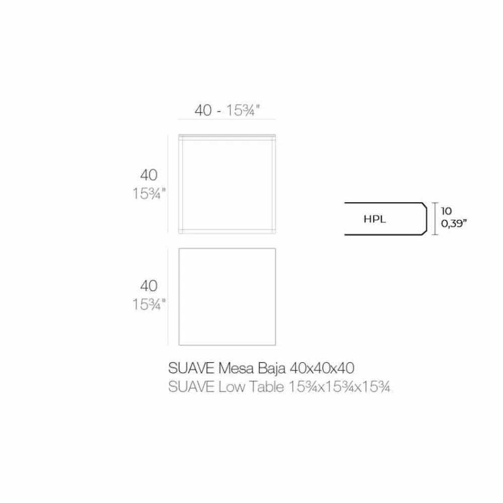 Vondom Garten Beistelltisch-Couchtisch im Freien aus Aluminium und quadratischem schwarzem Laminat - Suave von