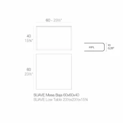 Vondom Garten Beistelltisch-Couchtisch im Freien aus Aluminium und quadratischem schwarzem Laminat - Suave von