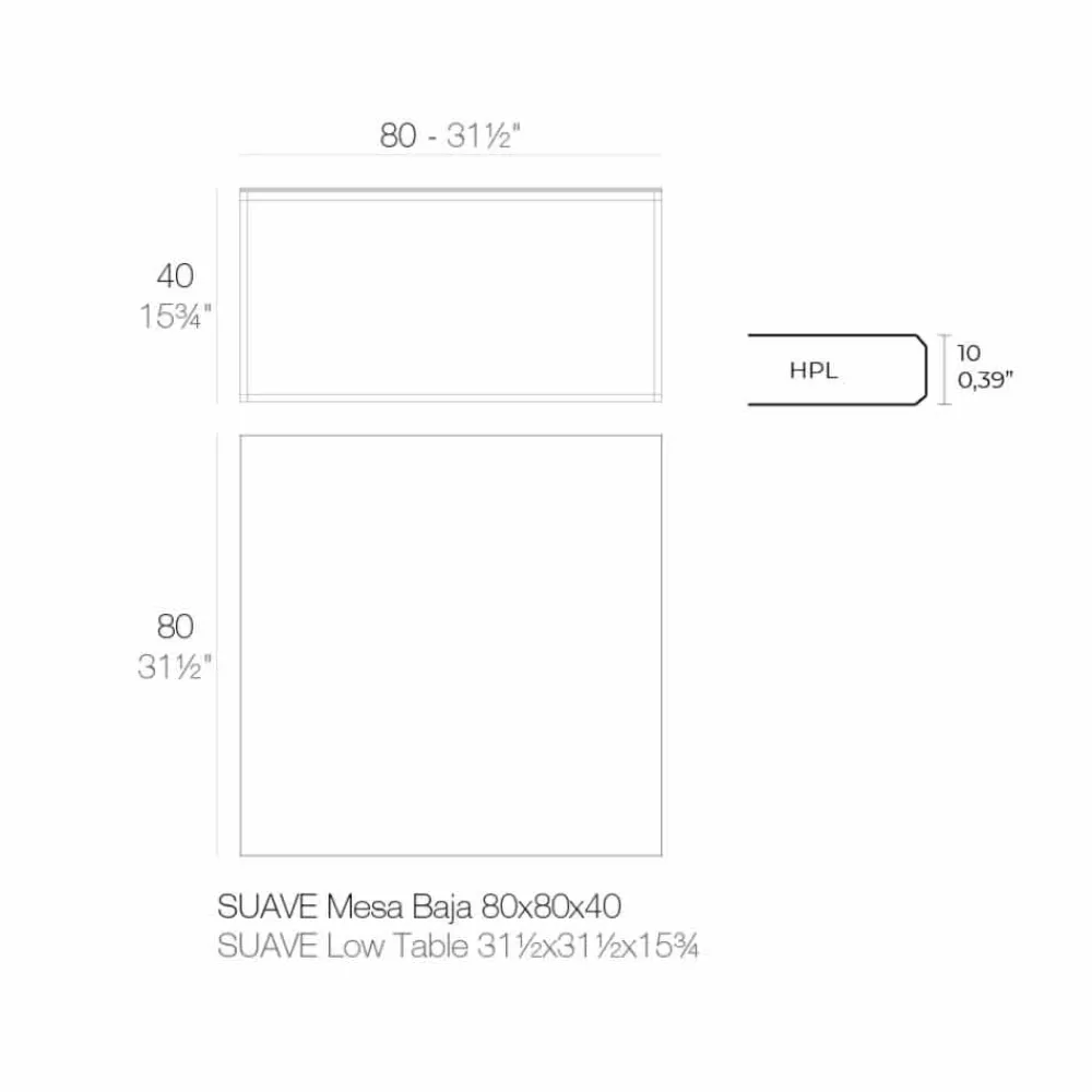 Vondom Garten Beistelltisch-Couchtisch im Freien aus Aluminium und quadratischem schwarzem Laminat - Suave von