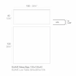 Vondom Garten Beistelltisch-Couchtisch im Freien aus Aluminium und quadratischem schwarzem Laminat - Suave von
