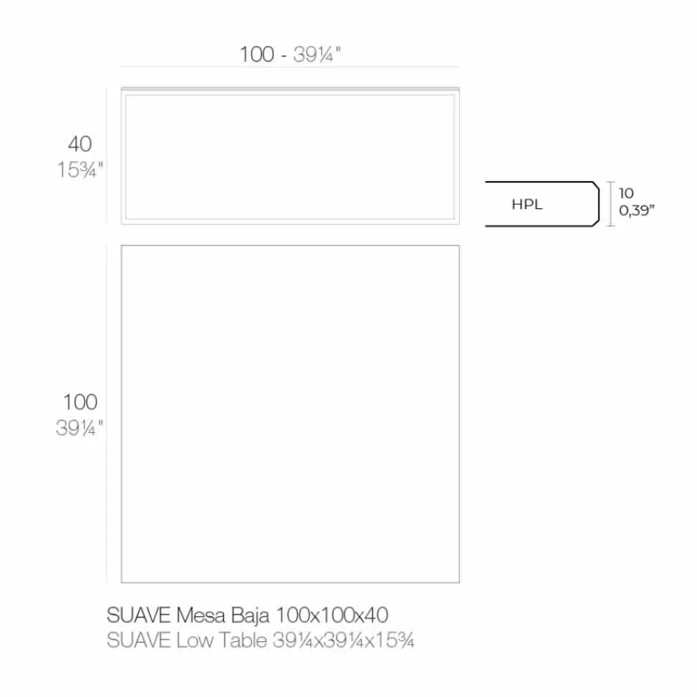 Vondom Garten Beistelltisch-Couchtisch im Freien aus Aluminium und quadratischem schwarzem Laminat - Suave von